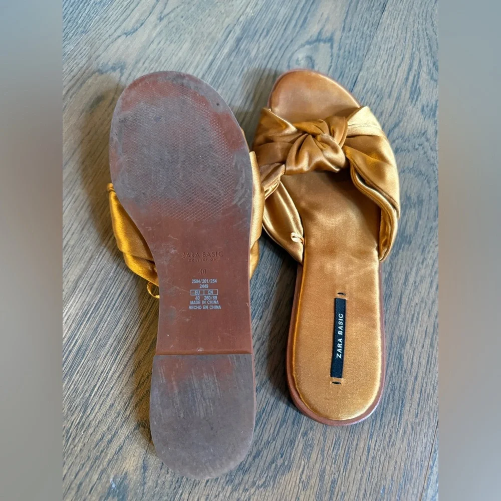 Zara Satin Knot Sandals - Gold size 9 or 40z EUC. - Picture 4 of 4